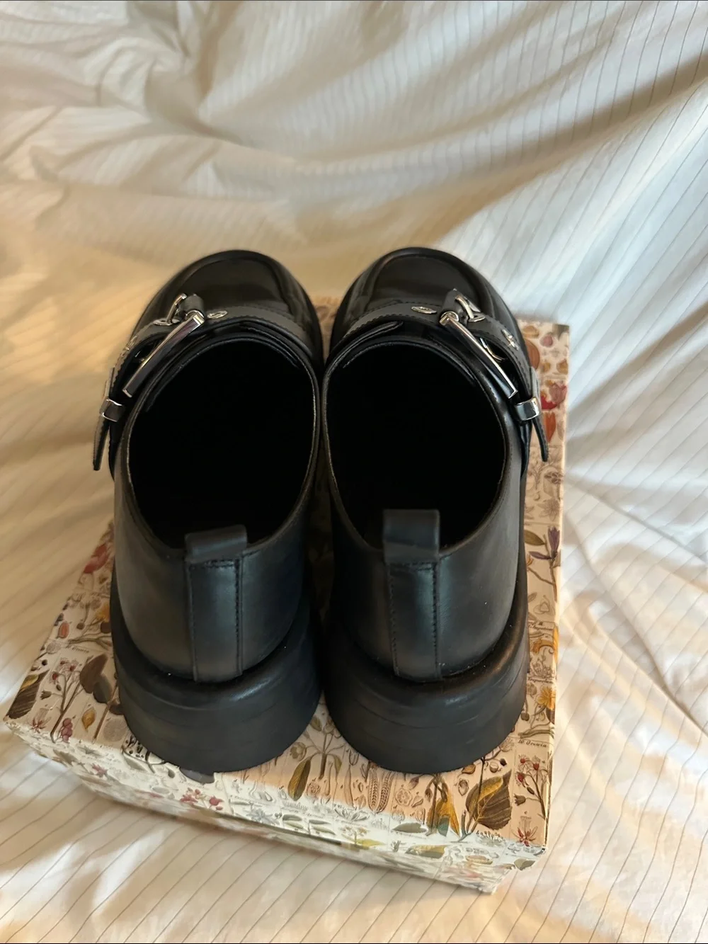 Michael Kors Black Colby Leather Lug Sole Buckle Loafers - 6